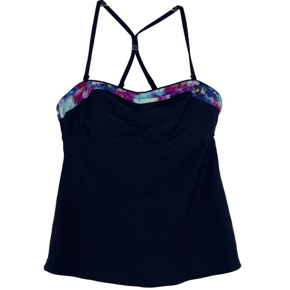 Athleta Swim‎ Suit top tankini 34 B/C, adjustable, bra cups, hook back, flare - Picture 1 of 5